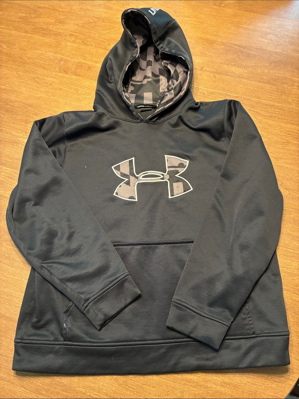 Under Armour Black Hoodie with Camo Logo and Lined Hood